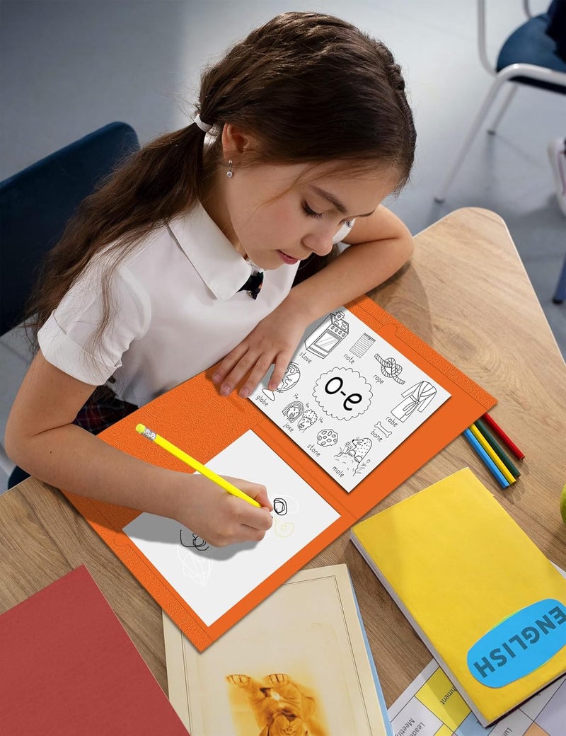 SUNEE Folders with Pockets (25 Pack, Orange), 2 Pocket Folders Fit Letter Size Paper, Paper File Folder for School Office Home Bussiness - Image 3